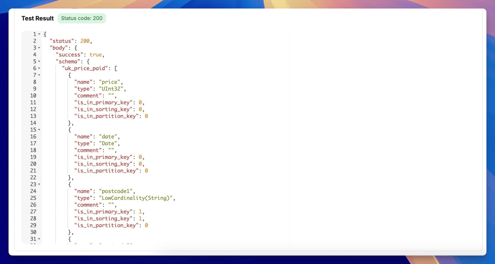 Chartbrew의 ClickHouse JSON 스키마